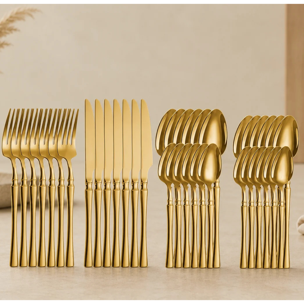 Jogo de Talheres  Dourado de Aço Inox