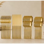 Jogo de Talheres  Dourado de Aço Inox