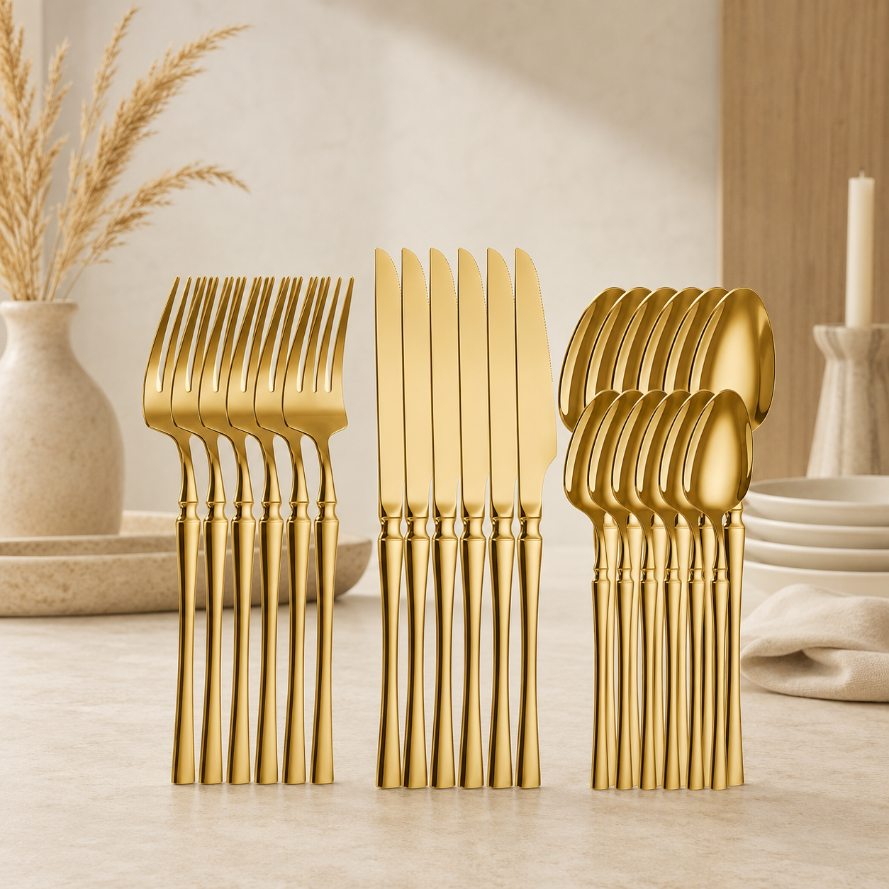 Jogo de Talheres  Dourado de Aço Inox