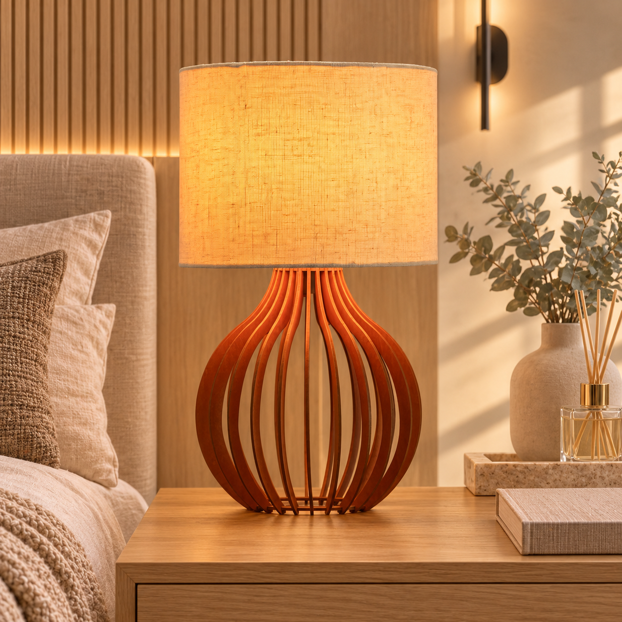 Luminária  Abajur de Mesa Bivolt com Estrutura em MDF