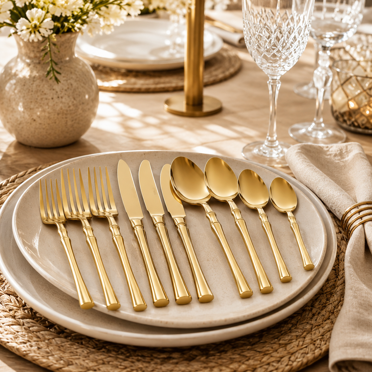 Jogo de Talheres  Dourado de Aço Inox
