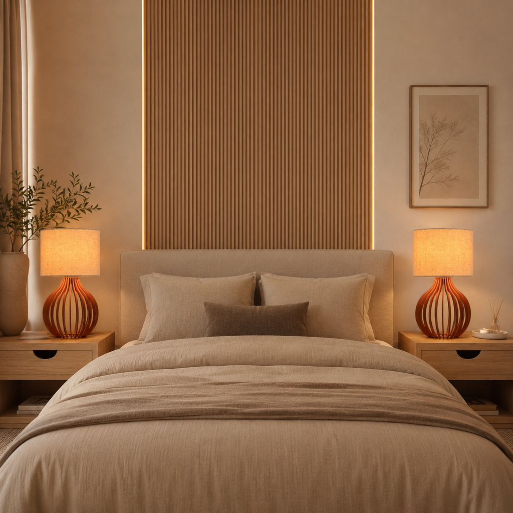 Luminária  Abajur de Mesa Bivolt com Estrutura em MDF