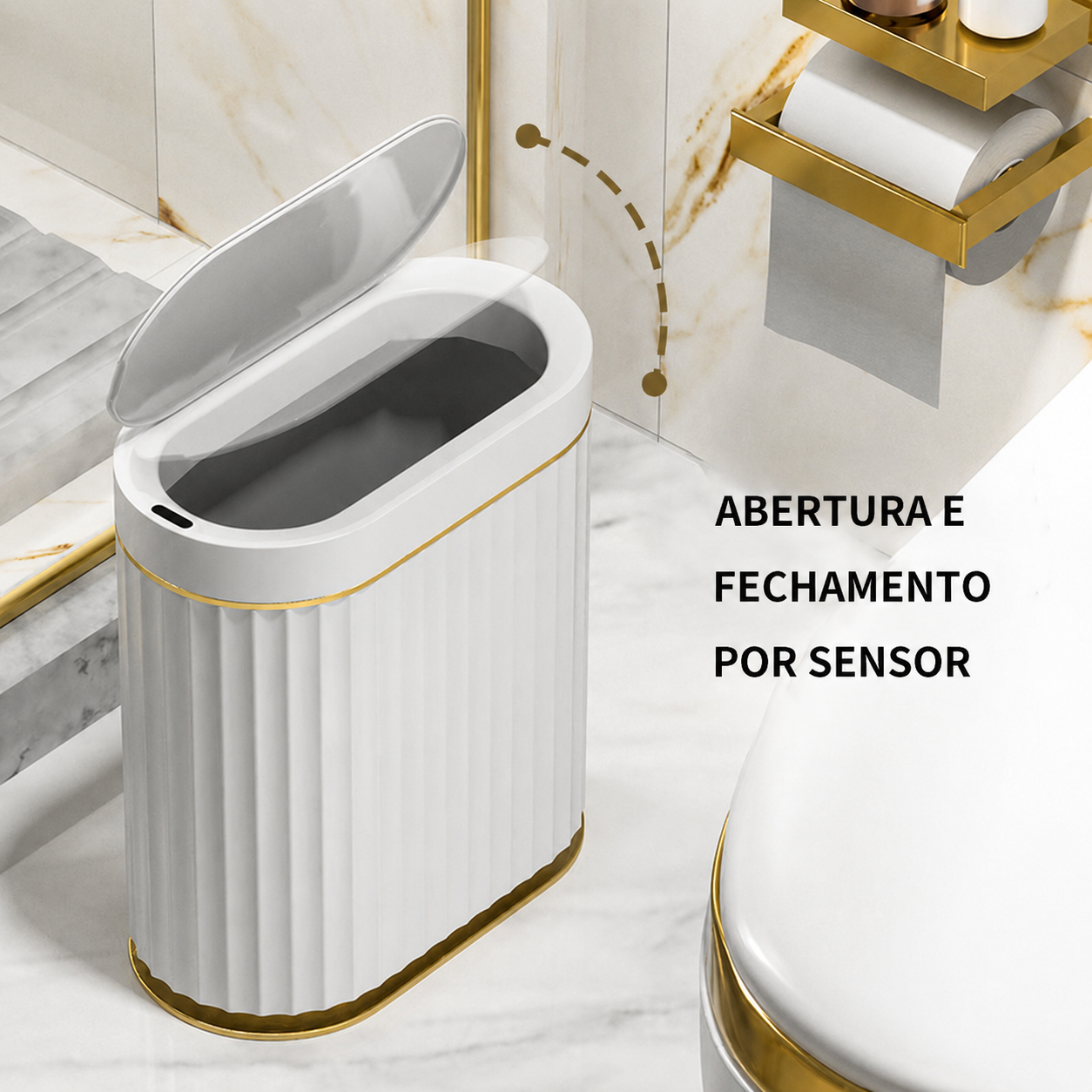 Lixeira Automática Luxo com Sensor de Movimento e Fechamento Inteligente 7 Litros