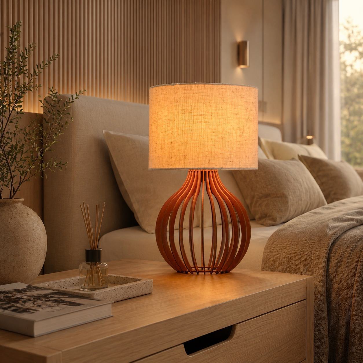 Luminária  Abajur de Mesa Bivolt com Estrutura em MDF