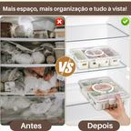 Caixa Organizadora de Alimentos Transparente com Divisórias e Tampa