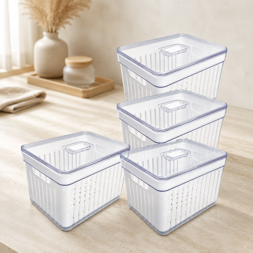 Organizador de Geladeira com Tampa Multiuso Alimentos - 3,8 Litros