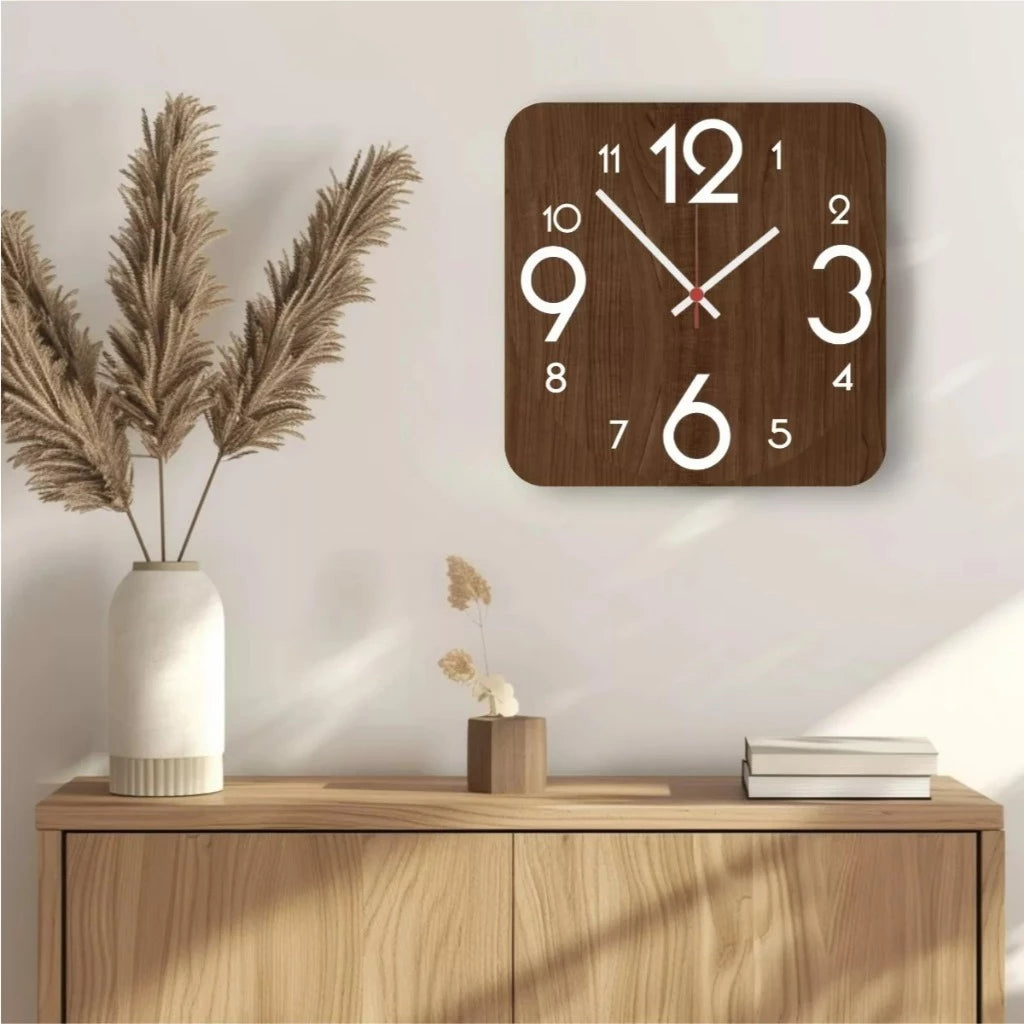 Relógio de Parede  Madeira Minimalista Moderno Sala Cozinha Escritório 40cm