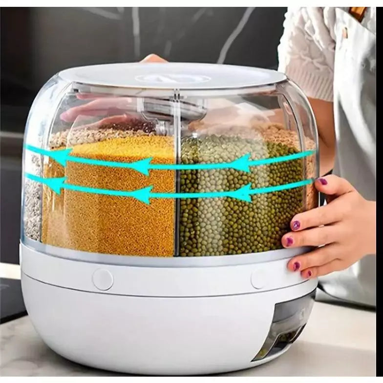 Dispenser Giratório Organizador de Alimentos com 6 Compartimentos para Grãos e Cereais