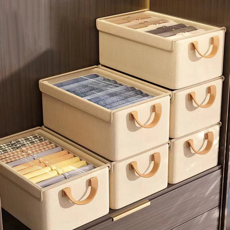 Kit Caixa Organizadora Dobrável com Tampa Transparente