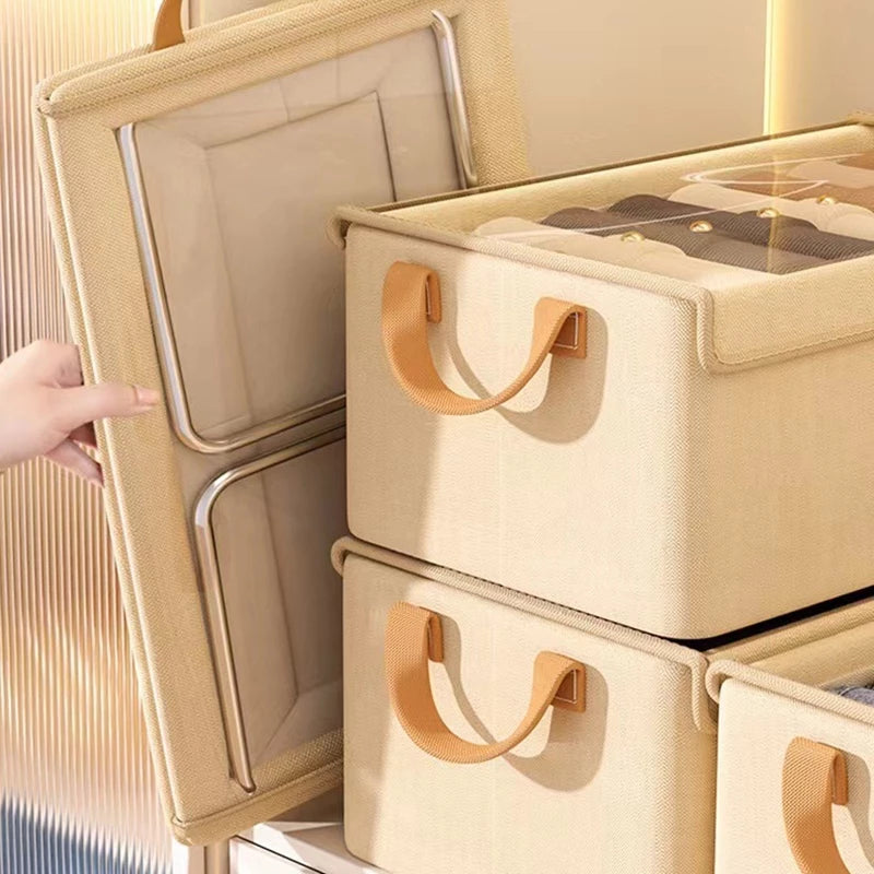 Kit Caixa Organizadora Dobrável com Tampa Transparente