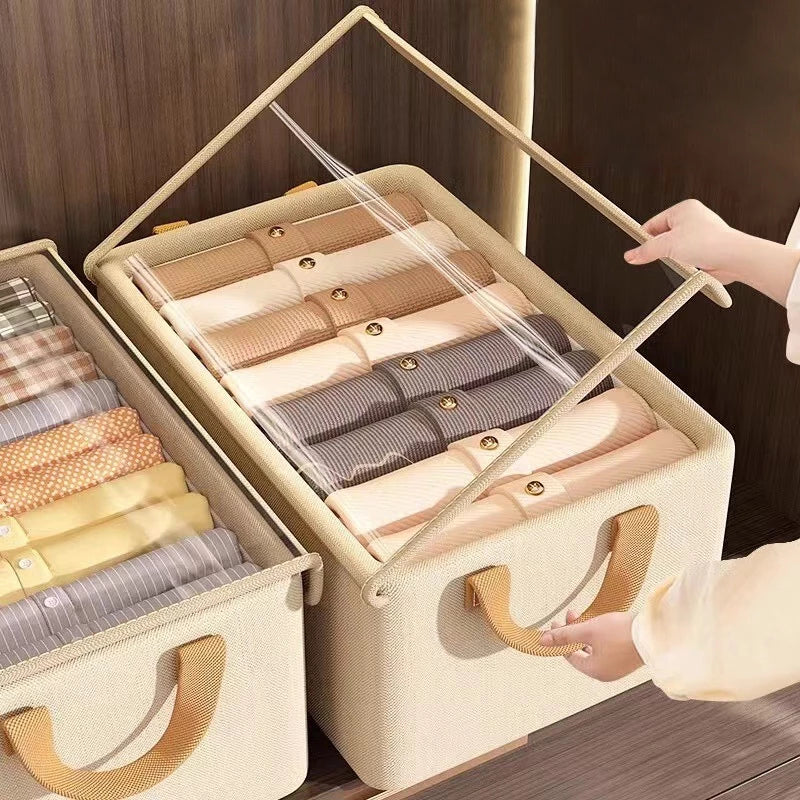 Kit Caixa Organizadora Dobrável com Tampa Transparente