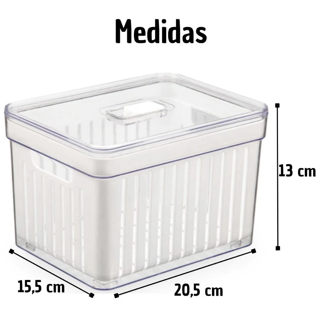 Organizador de Geladeira com Tampa Multiuso Alimentos - 3,8 Litros