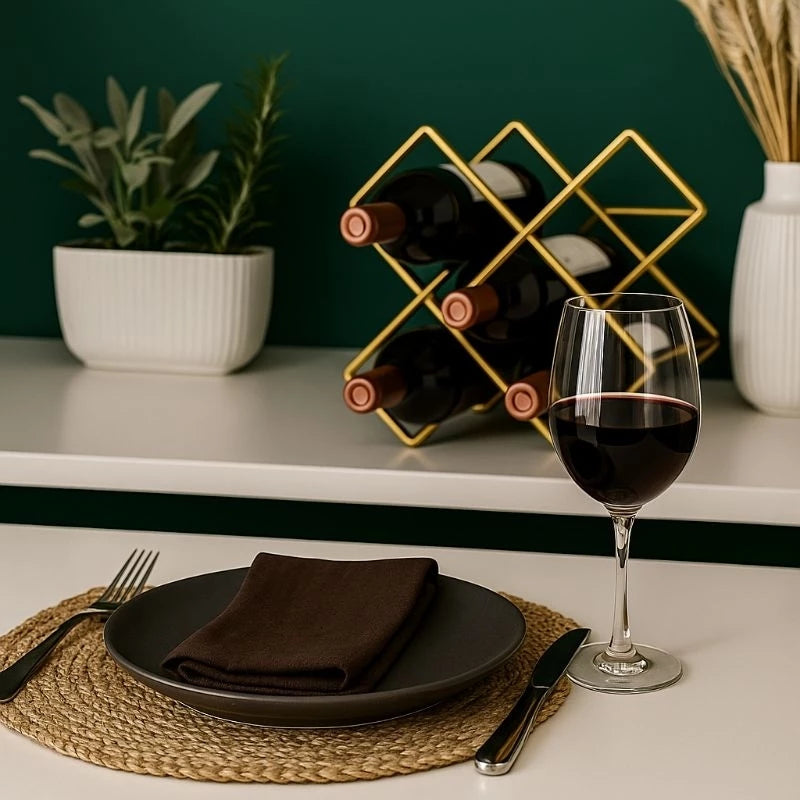 Adega Porta Vinhos de Mesa em Metal Moderna para 6 Garrafas