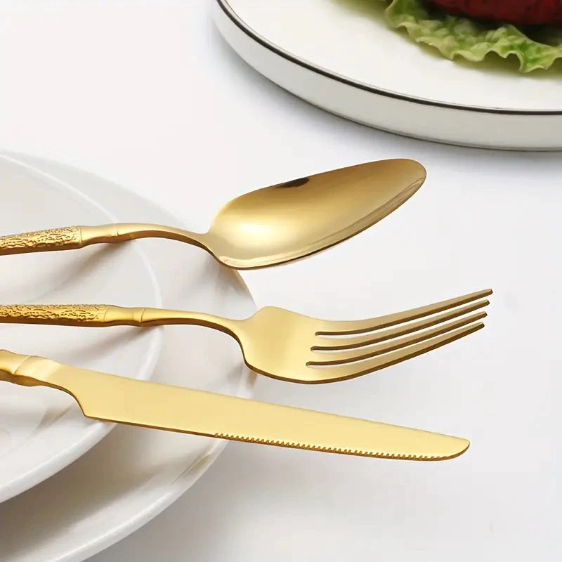 Jogo de Talheres  Dourado de Aço Inox