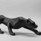 Escultura Pantera em Ataque Preto Fosco Decoração Luxo Casa Escritório