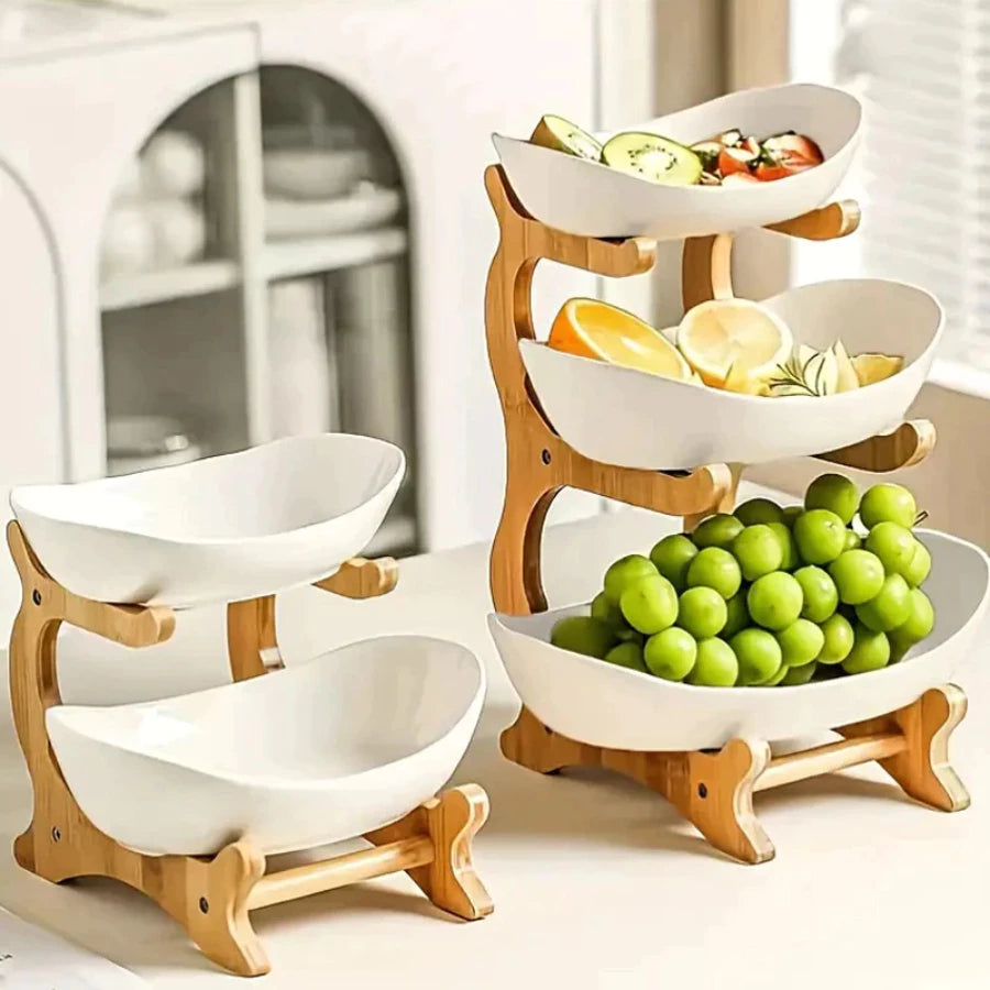 Fruteira de Mesa 2/3 Andares Bandeja para Frutas e Lanches