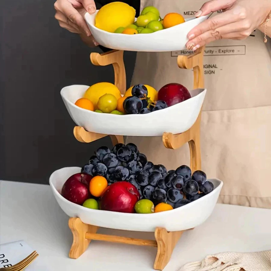 Fruteira de Mesa 2/3 Andares Bandeja para Frutas e Lanches