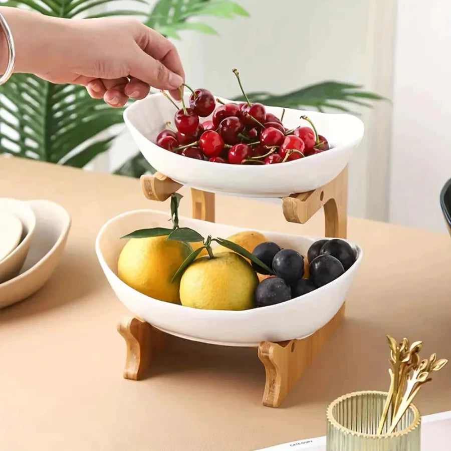 Fruteira de Mesa 2/3 Andares Bandeja para Frutas e Lanches