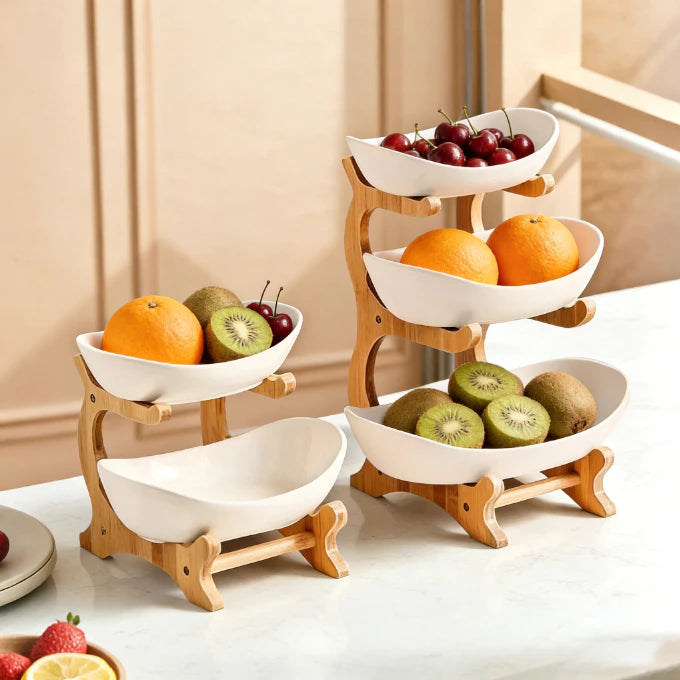 Fruteira de Mesa 2/3 Andares Bandeja para Frutas e Lanches