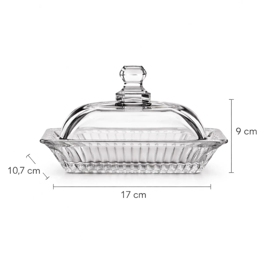 Manteigueira de Vidro Cristal Francesa com Tampa