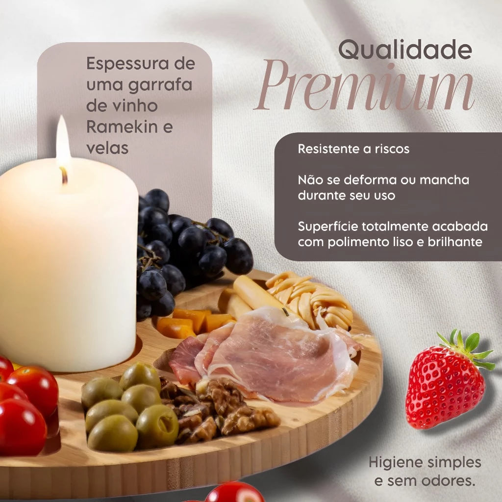 Kit Petisqueira Redonda Para Frios Com Molheira e Garfos para Petiscos