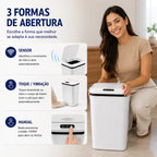 Lixeira Automática 16L com Sensor de Movimento Sem Toque Anti Odor-USB Recarregável