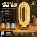 Luminária LED Oval USB 3 Cores de Luz para Quarto e Sala