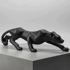 Escultura Pantera em Ataque Preto Fosco Decoração Luxo Casa Escritório