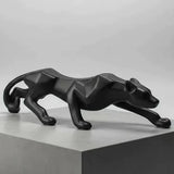Escultura Pantera em Ataque Preto Fosco Decoração Luxo Casa Escritório
