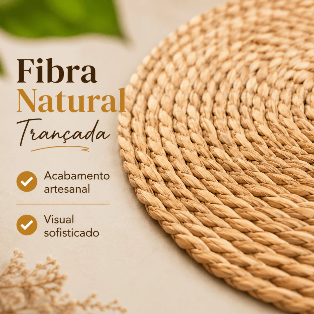 Jogo Sousplat Rústico Redondo em Fibra Natural para Mesa Posta