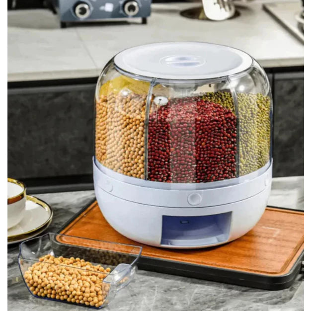Dispenser Giratório Organizador de Alimentos com 6 Compartimentos para Grãos e Cereais