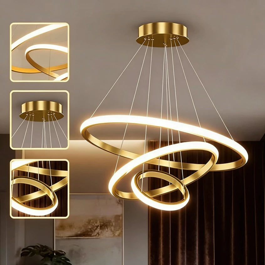Lustre Pendente LED Minimalista 3 Anéis Design Nórdico