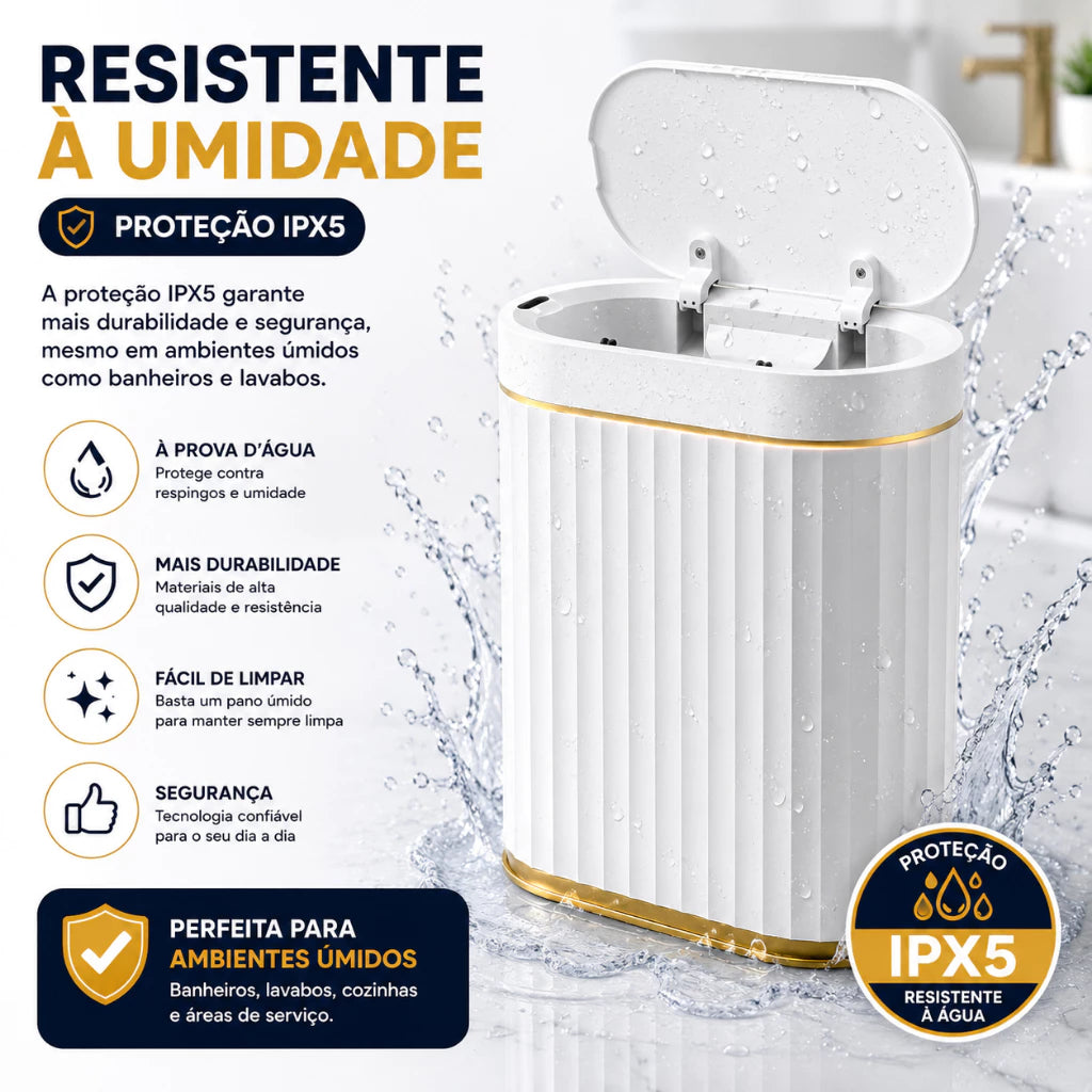 Lixeira Automática Luxo com Sensor de Movimento e Fechamento Inteligente 7 Litros