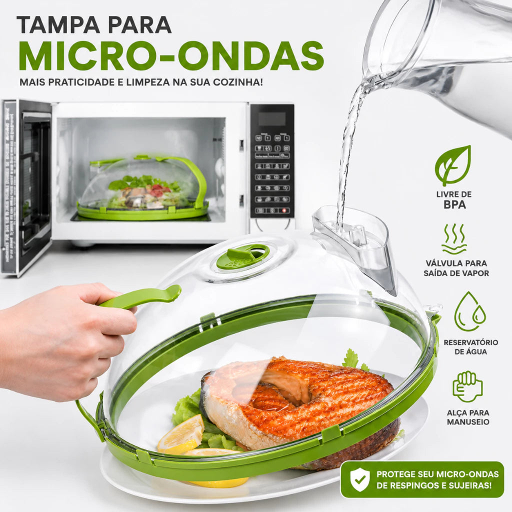 Tampa Anti-Respingo para Microondas  e Geladeira com Dispensador de Água