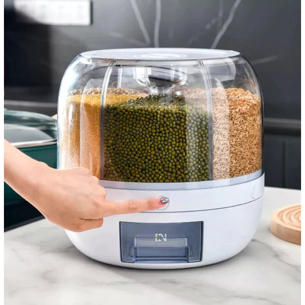 Dispenser Giratório Organizador de Alimentos com 6 Compartimentos para Grãos e Cereais