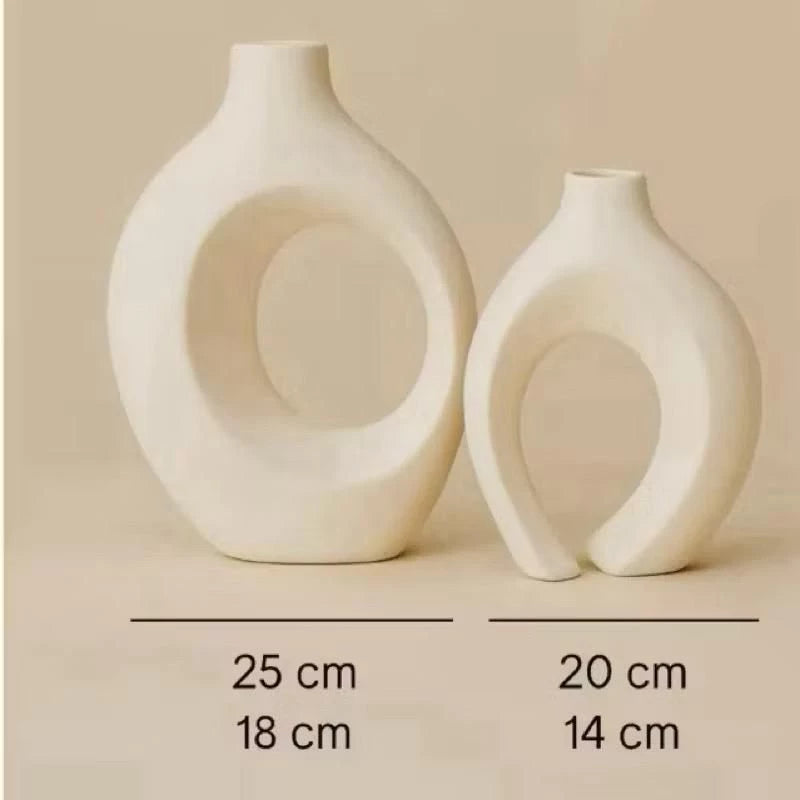 Vaso Duplo de Cerâmica  Estilo Nórdico Boho para Decoração