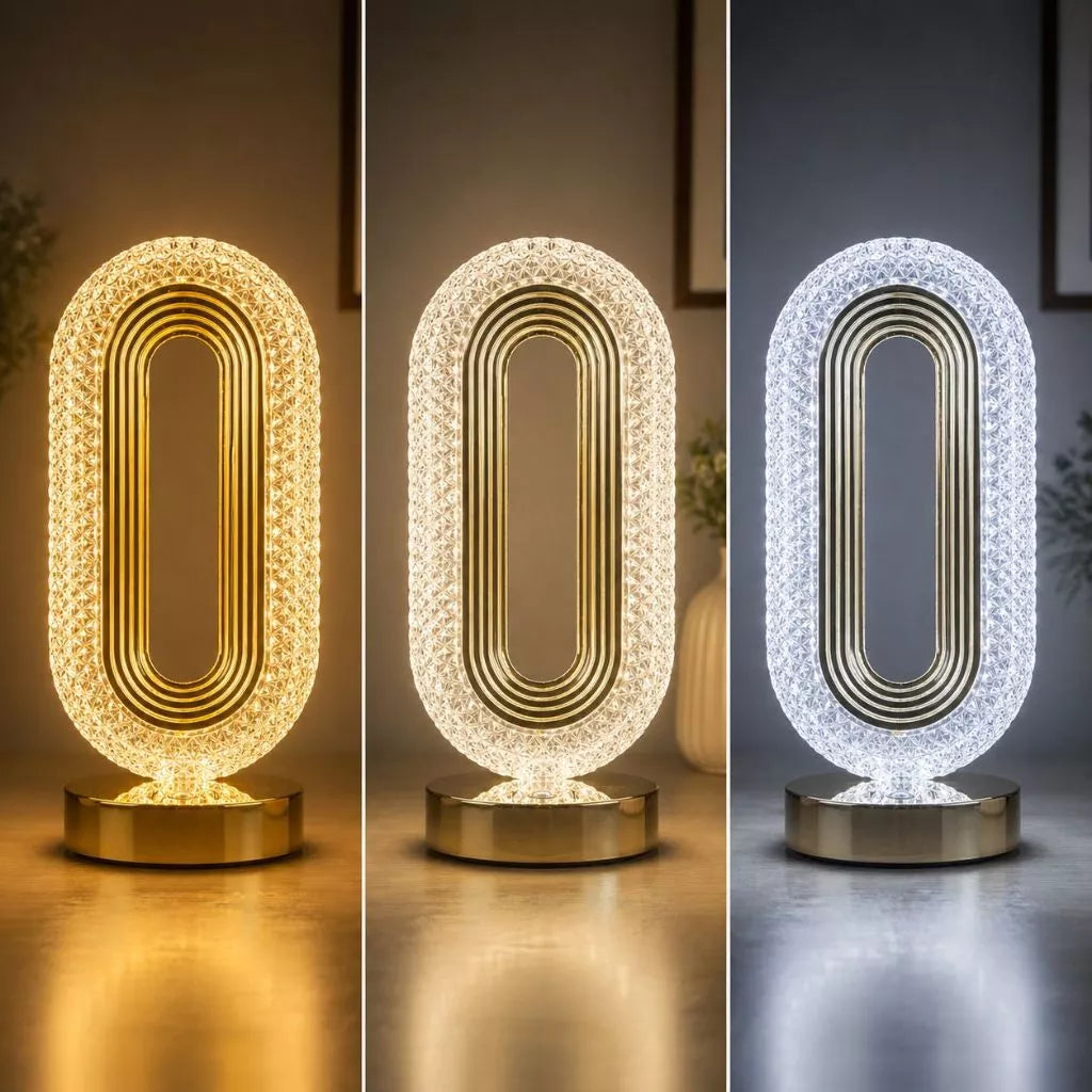 Luminária LED Oval USB 3 Cores de Luz para Quarto e Sala
