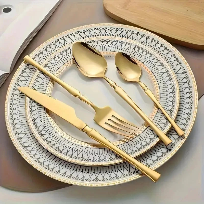Jogo de Talheres  Dourado de Aço Inox