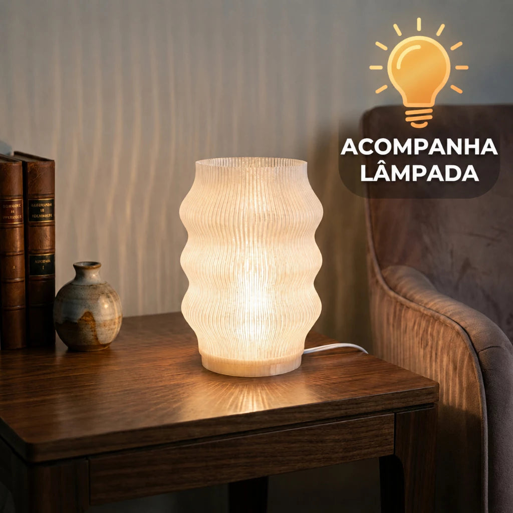Luminária Opus de Mesa Moderna Design Ondulado