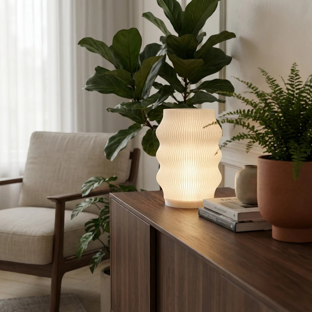 Luminária Opus de Mesa Moderna Design Ondulado