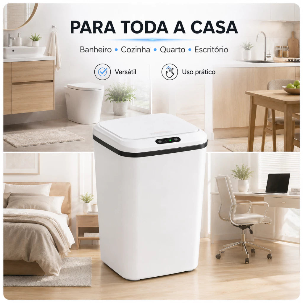 Lixeira Automática 16L com Sensor de Movimento Sem Toque Anti Odor-USB Recarregável