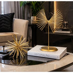 Kit Decoração Luxo Ouriço Decorativo + Escultura Ferro Dourado Sala e Escritório