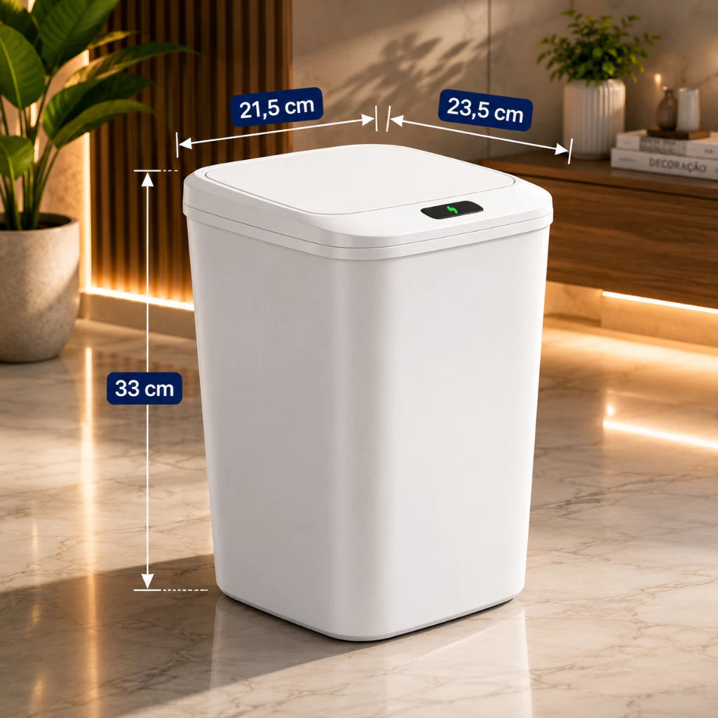 Lixeira Automática 16L com Sensor de Movimento Sem Toque Anti Odor-USB Recarregável