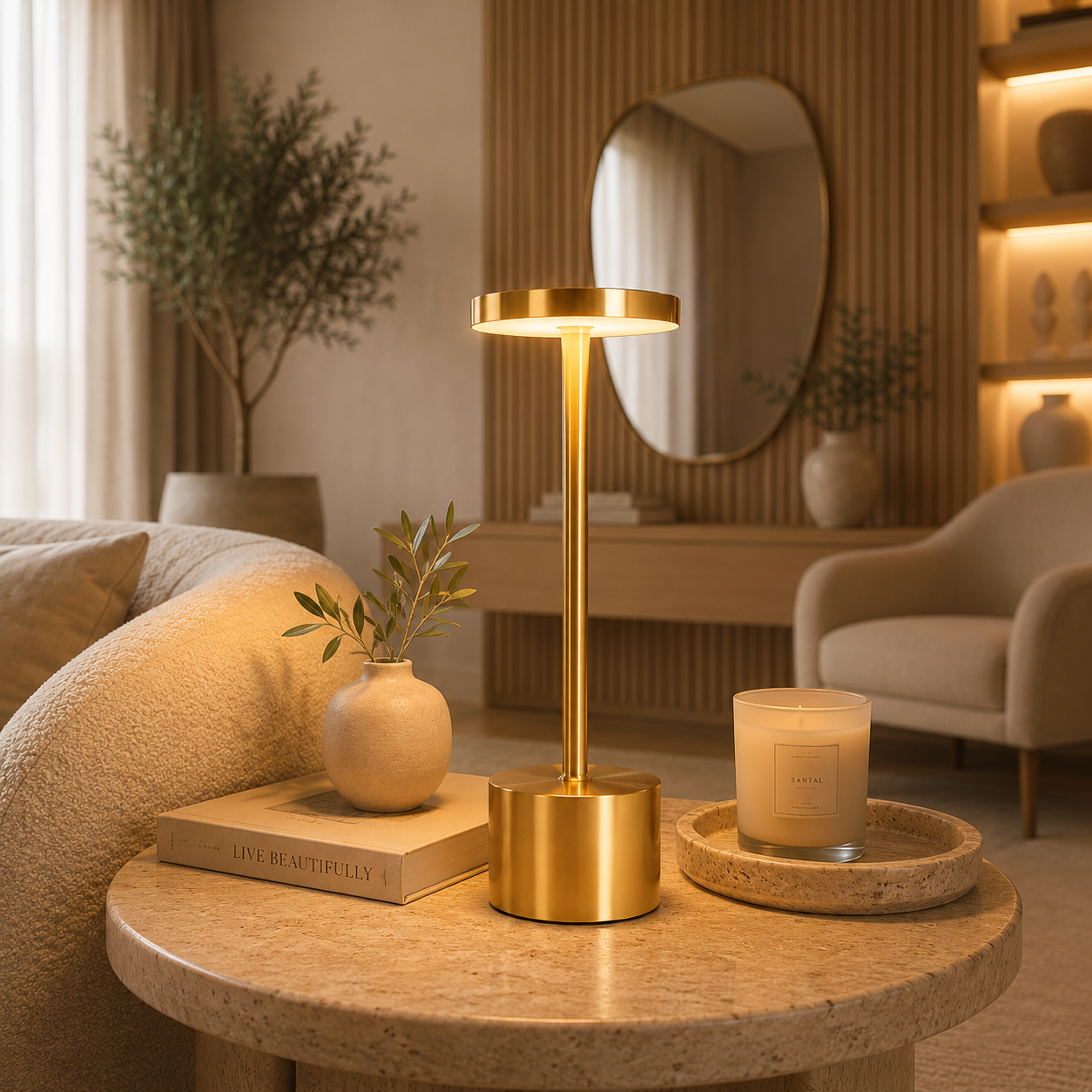 Luminária de Mesa LED Touch Recarregável Sem Fio USB