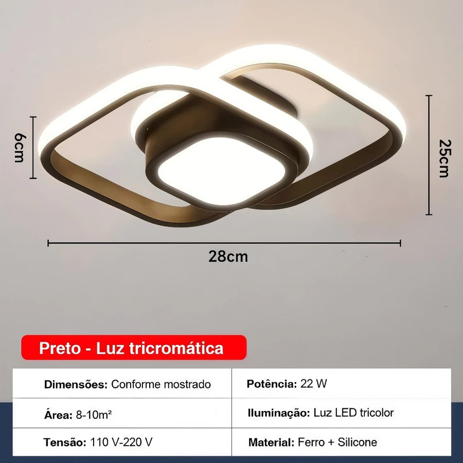 Plafon LED Moderno Minimalista 22W Luz Tricolor