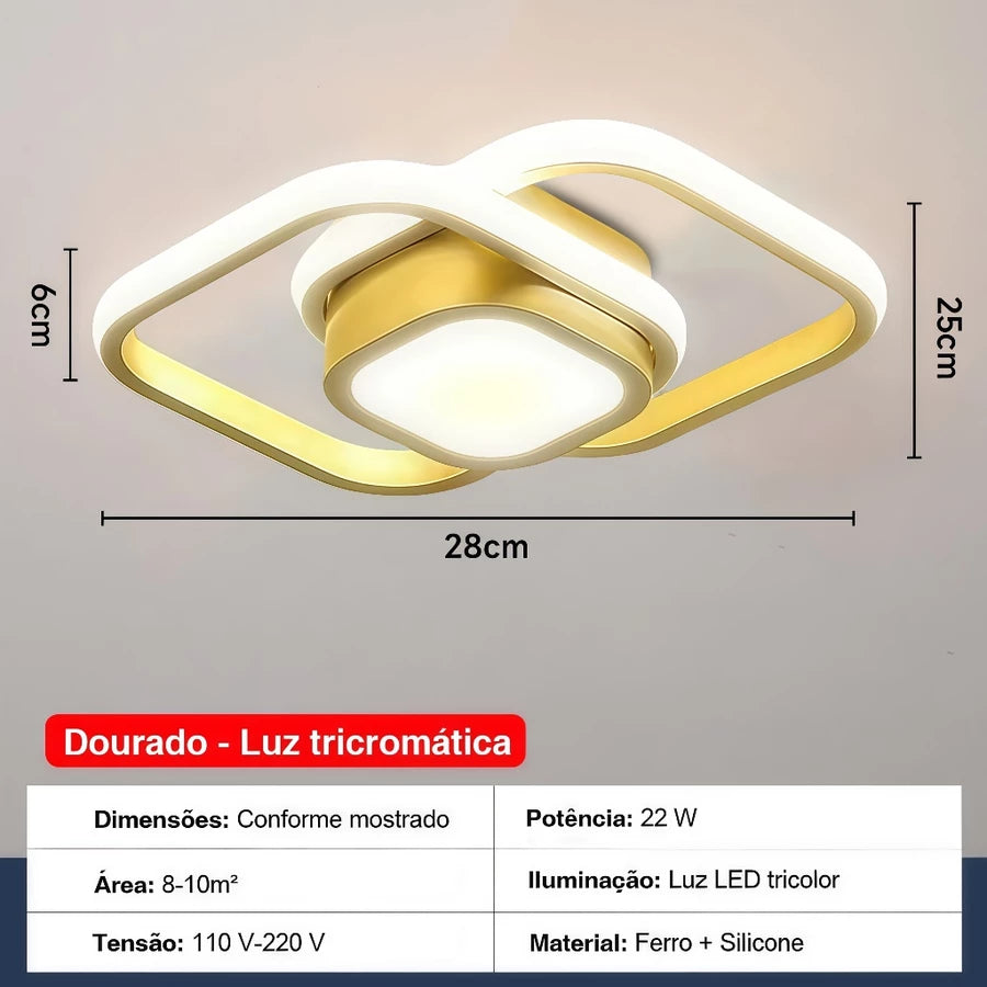 Plafon LED Moderno Minimalista 22W Luz Tricolor