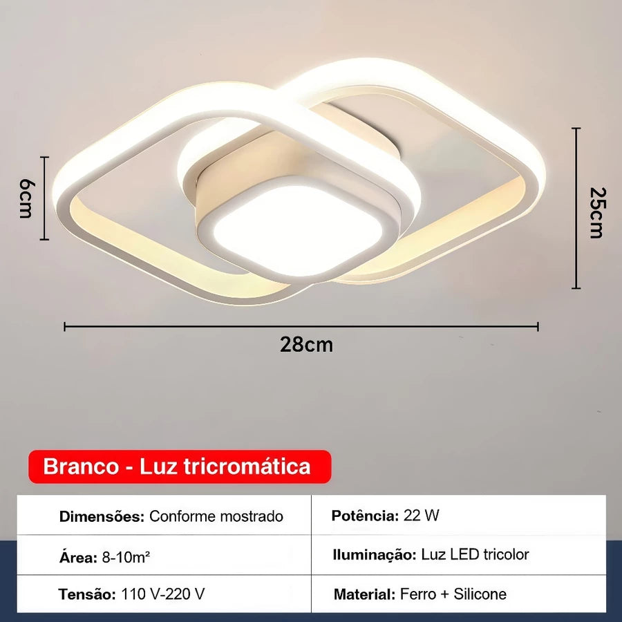 Plafon LED Moderno Minimalista 22W Luz Tricolor