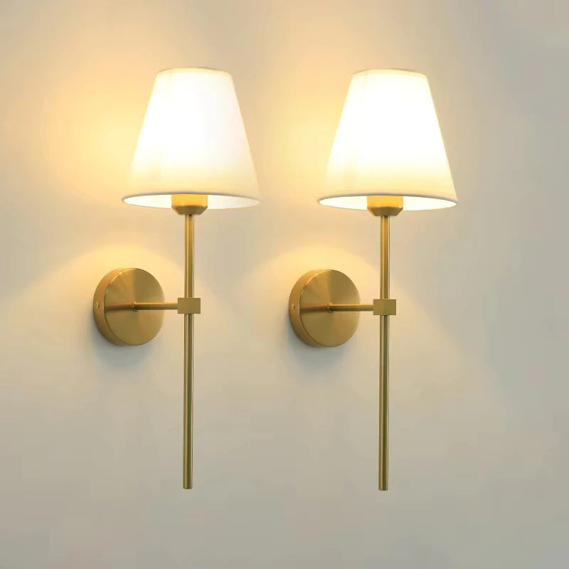 Kit 2 Arandelas de Parede Moderna com Cúpula em Tecido E27