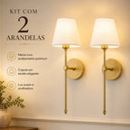 Kit 2 Arandelas de Parede Moderna com Cúpula em Tecido E27