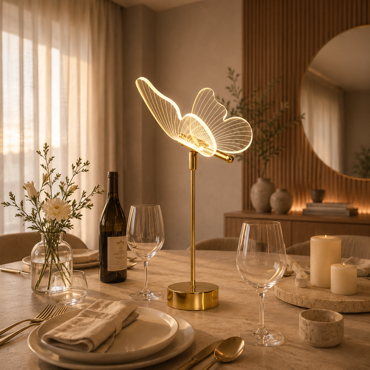 Luminária LED Borboleta Touch Recarregável USB